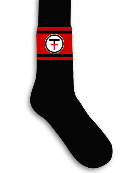 OTT Everyday 3 Strip Tube Socks: Black Red