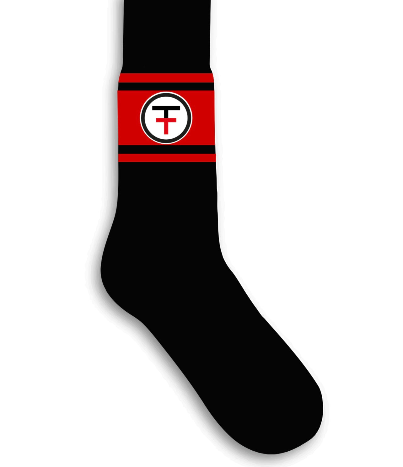 OTT Everyday 3 Strip Tube Socks: Black Red