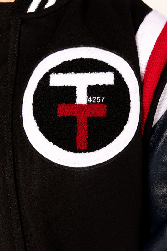 Take Off Leather Coat: Black Navy Combo