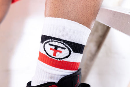 OTT Everyday 3 Strip Tube Socks: White Red