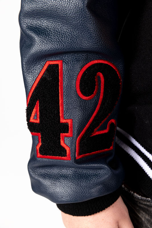 Take Off Leather Coat: Black Navy Combo