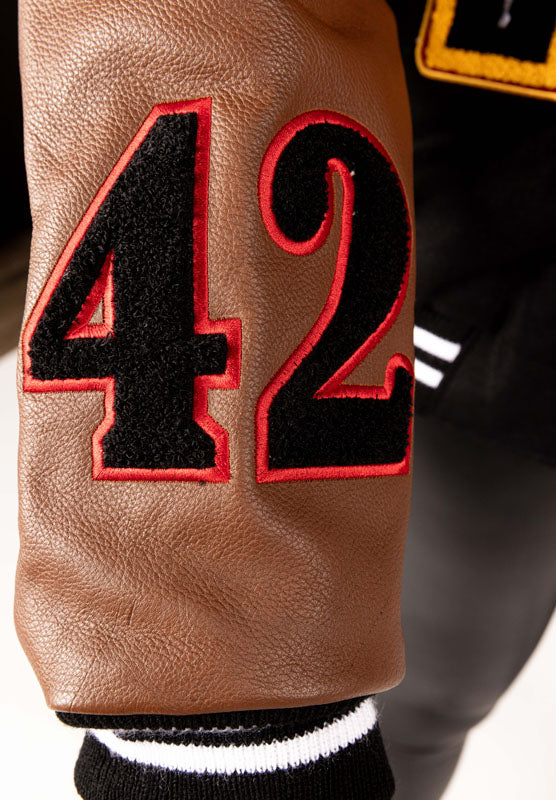 Take Off Leather Coat: Black with Brown Sleeves