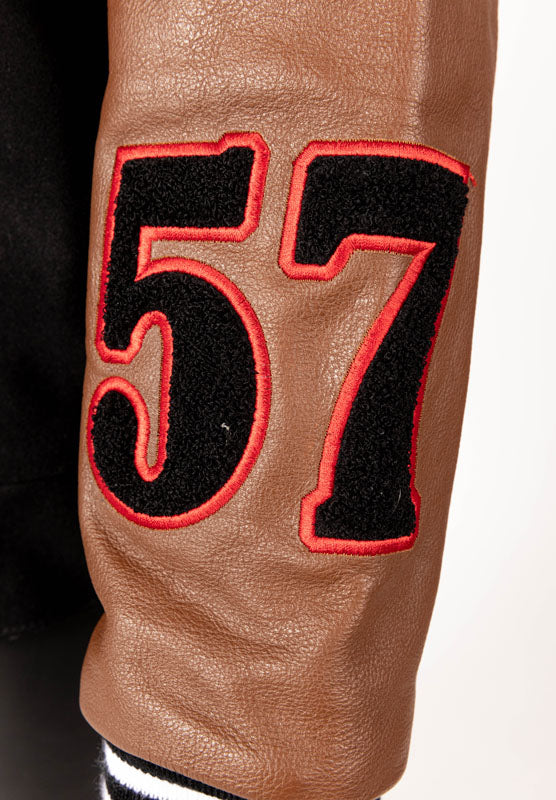 Take Off Leather Coat: Black with Brown Sleeves