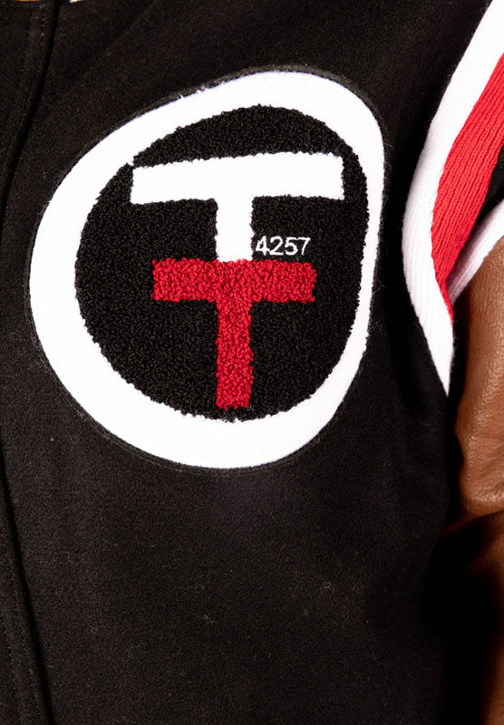 Take Off Leather Coat: Black with Brown Sleeves