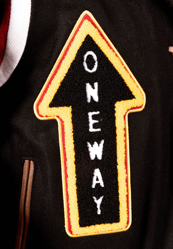 Take Off Leather Coat: Black with Brown Sleeves