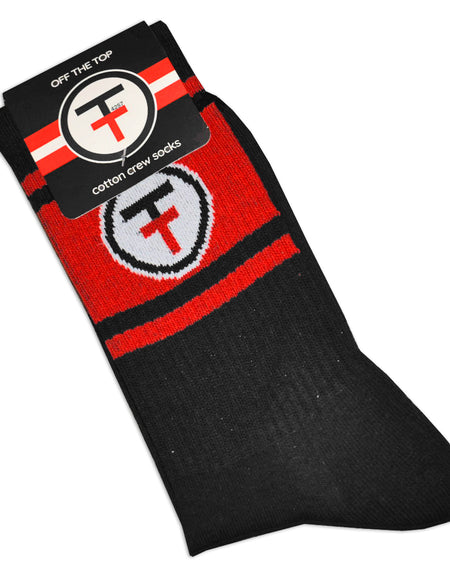 OTT Everyday 3 Strip Tube Socks: Black Red